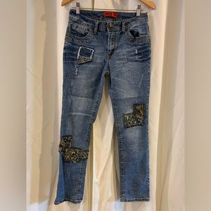 Zanadi size 8 jeans patch‎ work stone wash